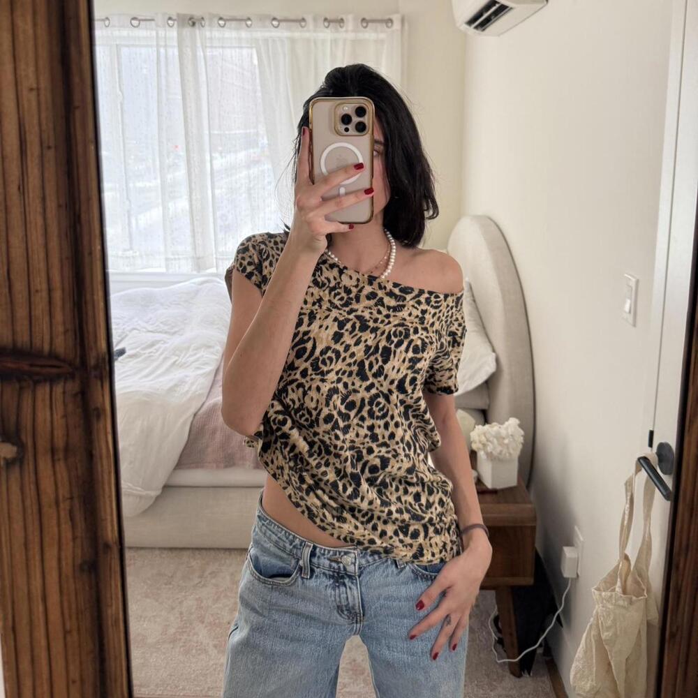 Leopard Print Draped Top
